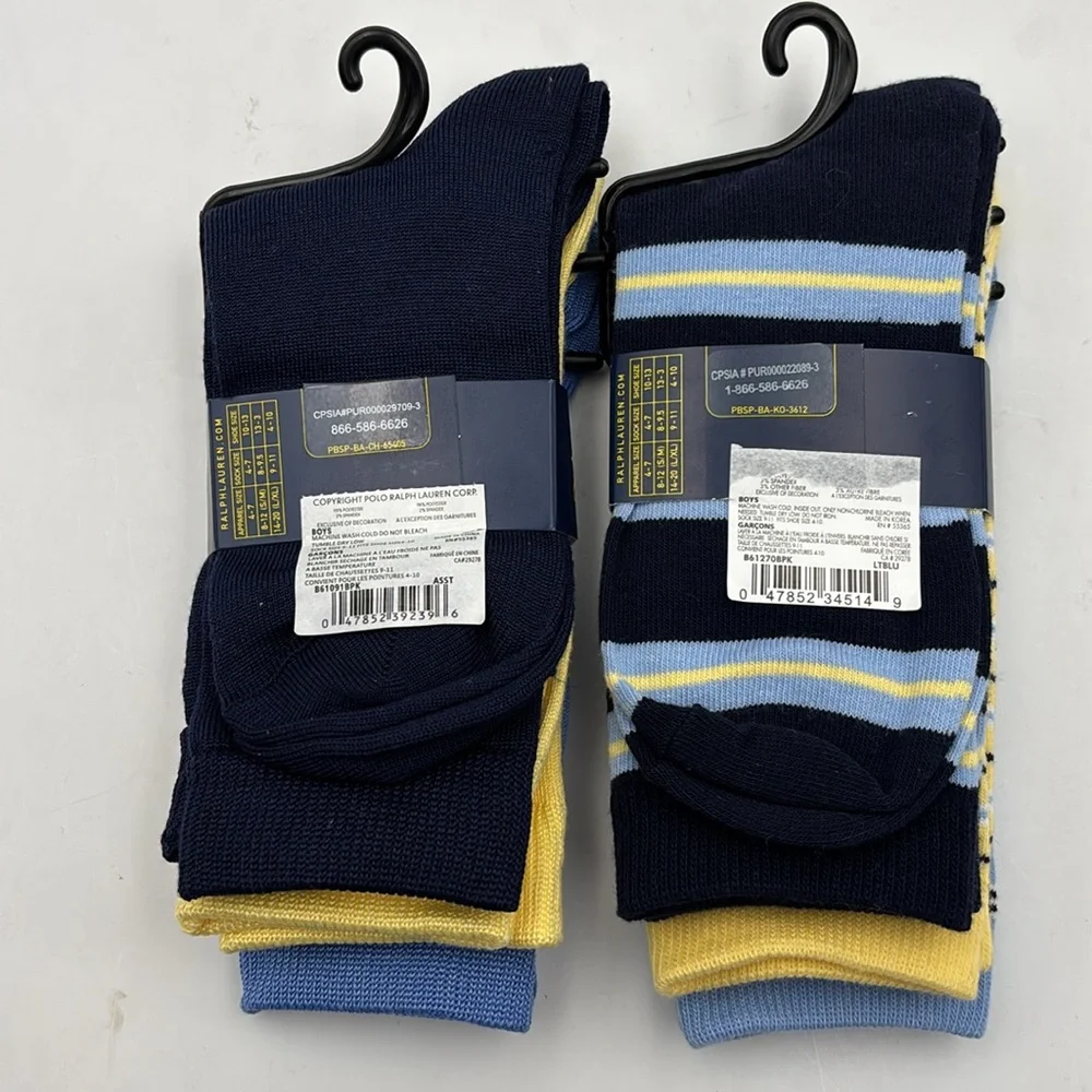 Polo Ralph Lauren Boys Supersoft and Striped Dress Socks  6 Pack